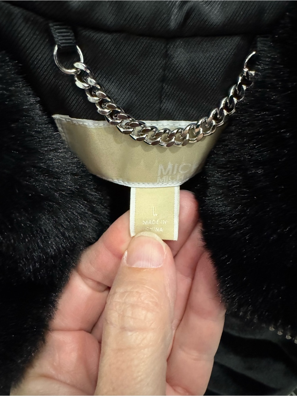 MICHAEL Michael Kors Black Faux Fur Hooded Vest with Leather Side Panels - Picture 2 of 8
